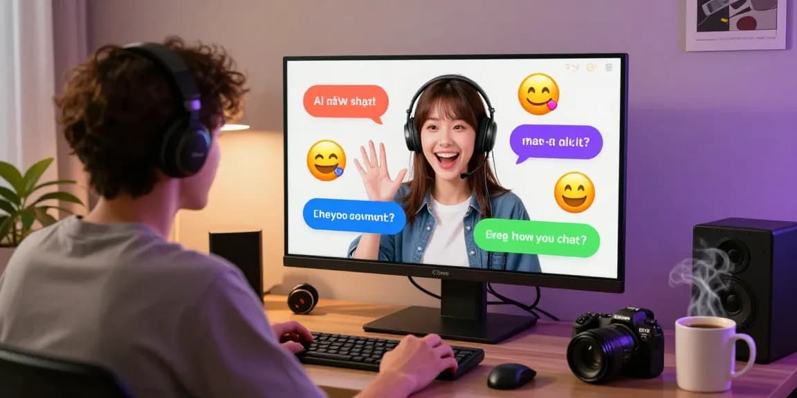 Engaging ai nsfw chat scene showcasing virtual interactions between a user and AI characters in a cozy environment.