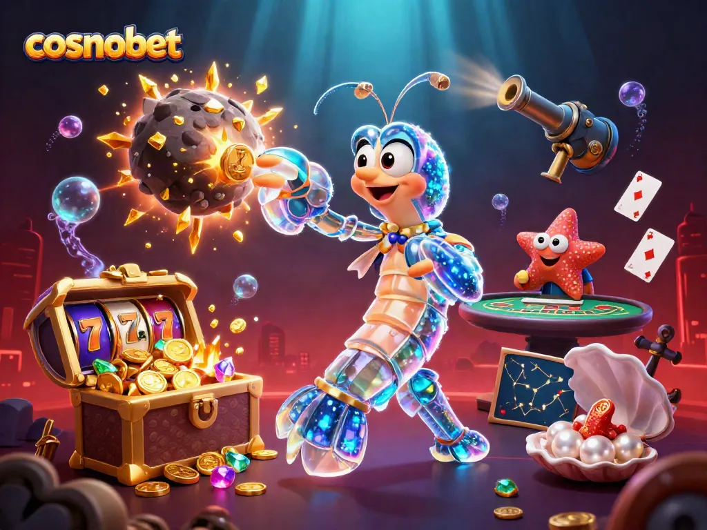 Experience cosmobet's thrill with 3D samurai and slot reels exploding with gems!