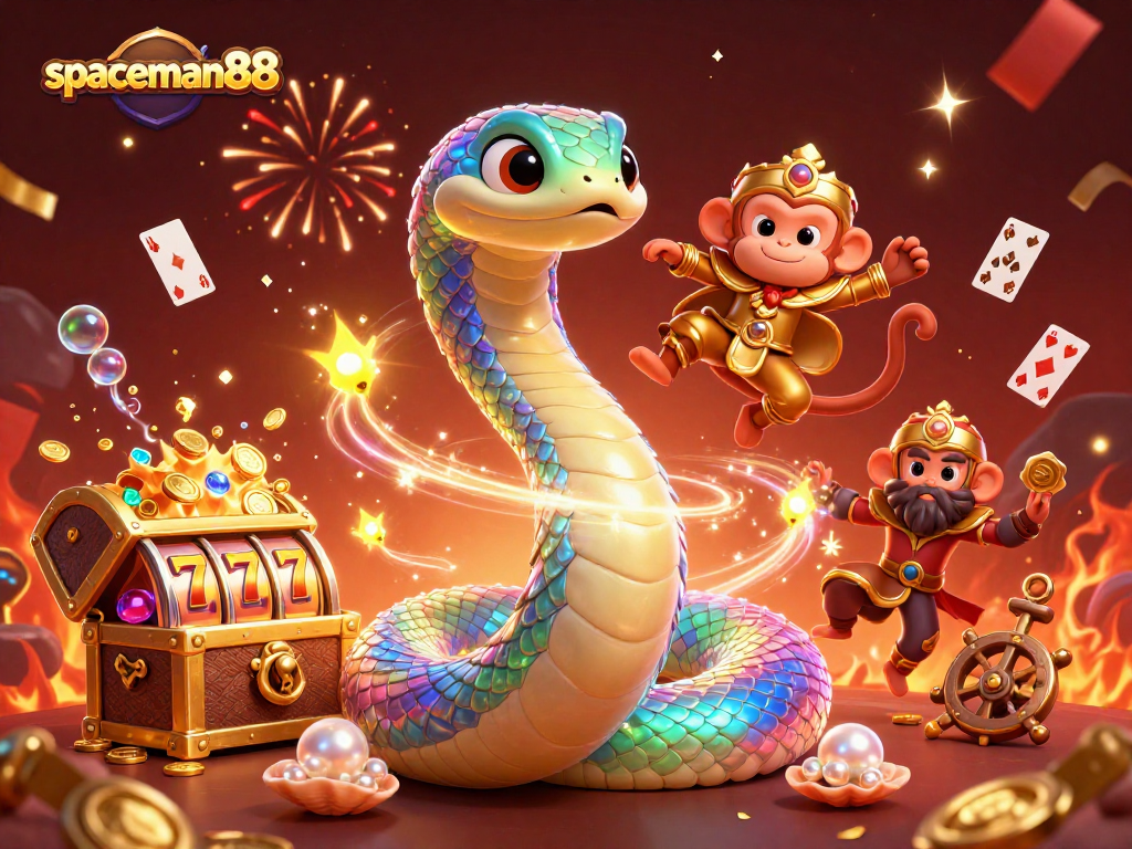 Join the excitement at spaceman88 with colorful slot action amid treasure and celebration.