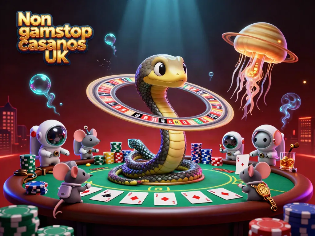 Experience thrilling gameplay at Non gamstop casinos UK with immersive 3D illustration of dynamic betting action.