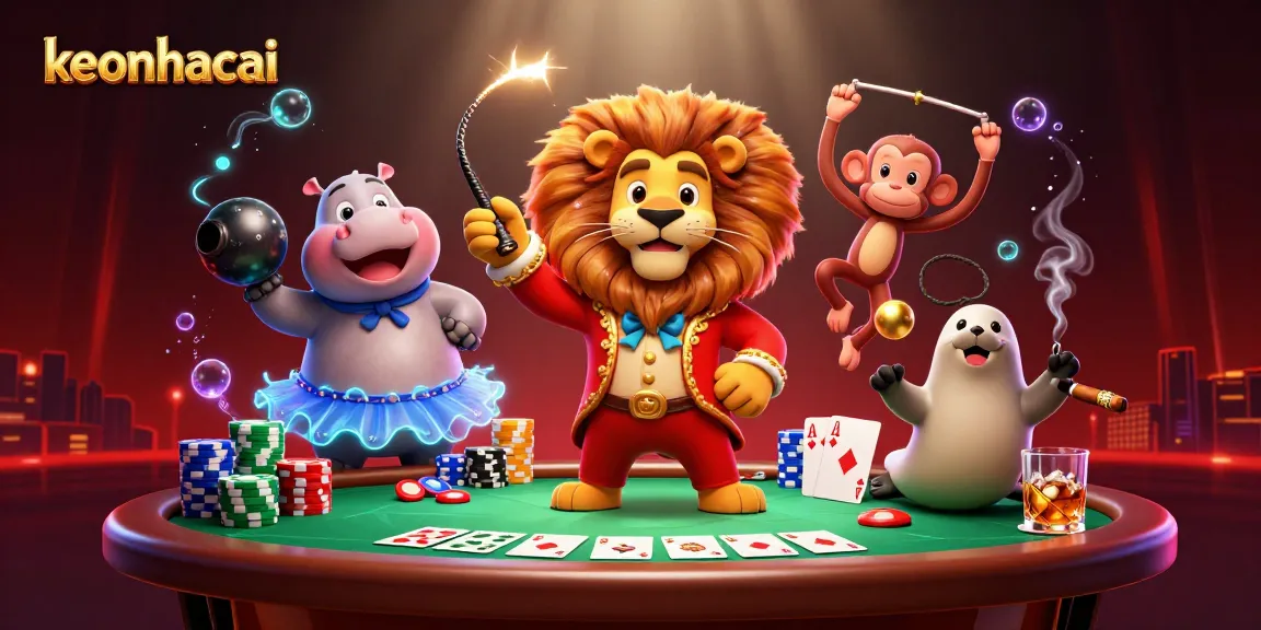 Jump into action with keonhacai's dynamic casino scene featuring whimsical characters and lively game elements.