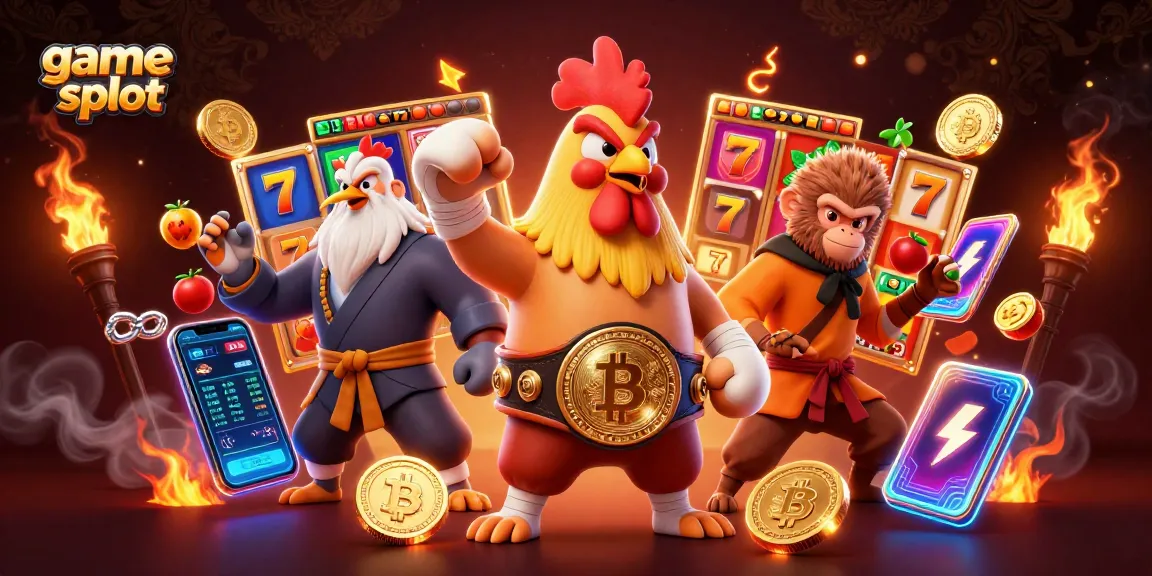 Engage in thrilling game slot action with a dynamic, colorful casino scene featuring intricate characters and vibrant symbols.
